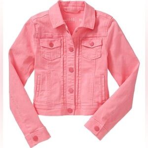Pink cropped denim jacket